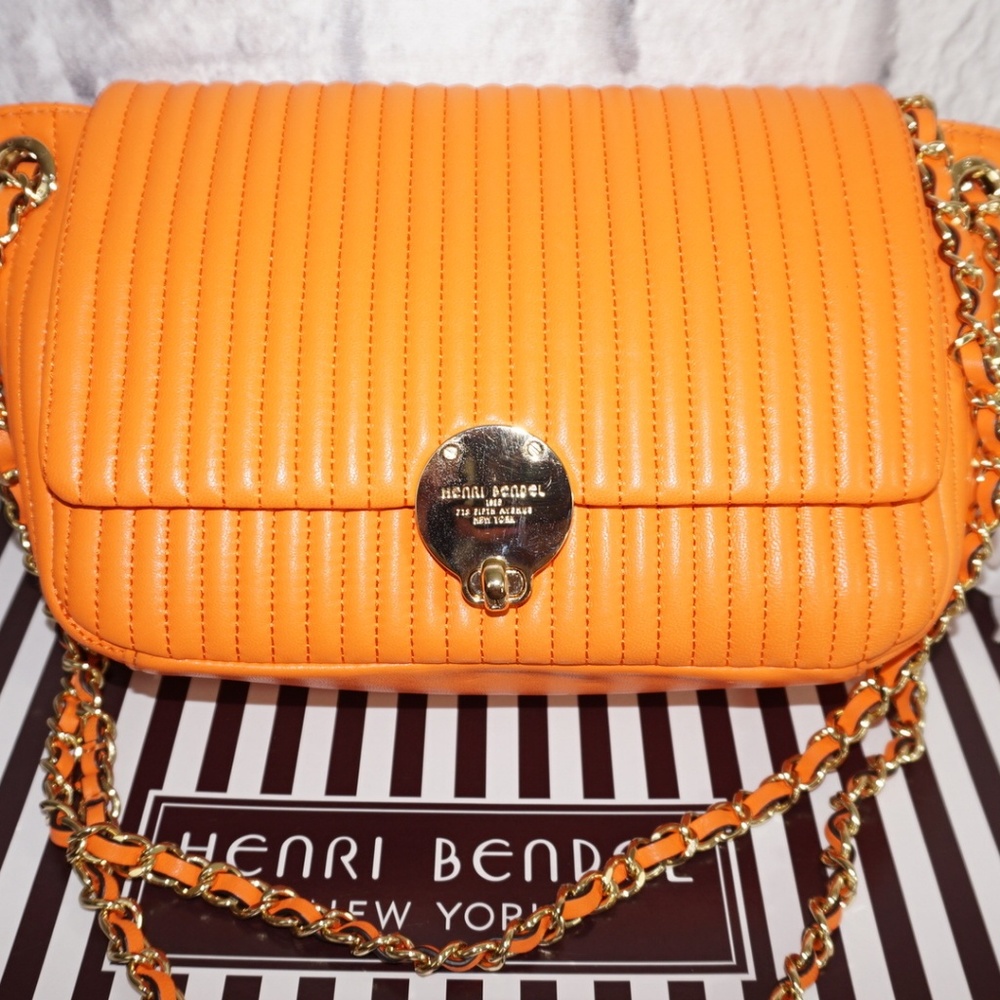 HENRI BENDEL Orange Crossbody Quilted Bag